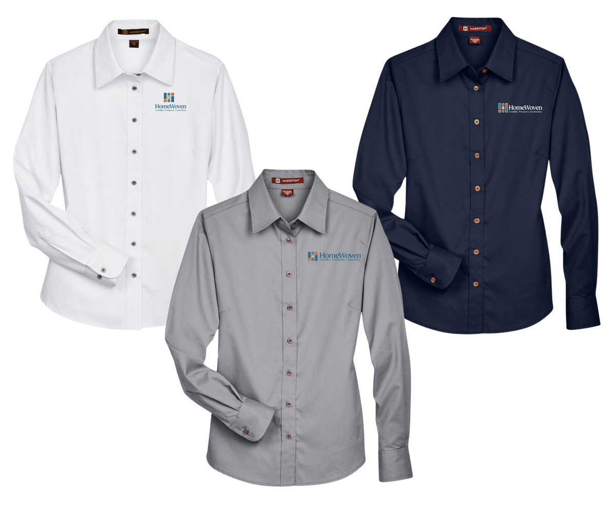 HomeWoven | Women's Harriton Twill Button-up | Long Sleeve